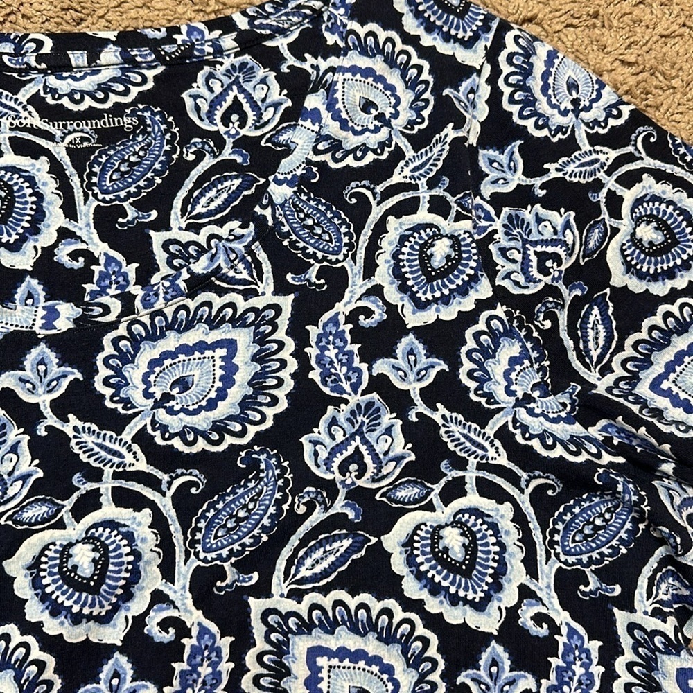 Soft Surroundings Blue Paisley Short Sleeve Tee - Picture 7 of 11